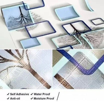 LusticHome Vinyl Abstract Blue, White Wallpaper(L x W: 500 cm x 45 cm)