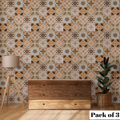 Jk Collections Abstract Multicolor Wallpaper(200 cm x 60 cm, Pack of 3)