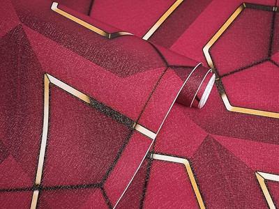 LARA TRADERS Vinyl Decorative Red, Yellow Wallpaper(L x W: 200 cm x 45 cm)