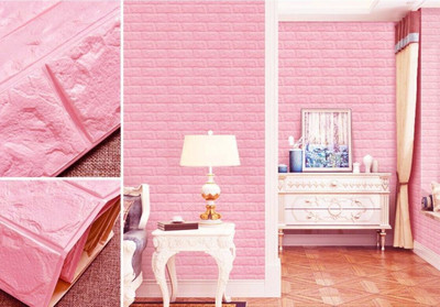 BDM Vinyl Abstract Pink Wallpaper(L x W: 70 cm x 77 cm, Pack of 2)
