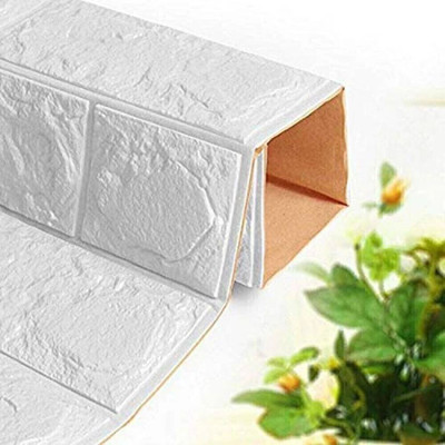 enrics Vinyl Decorative White Wallpaper(L x W: 79 cm x 77 cm, Pack of 10)