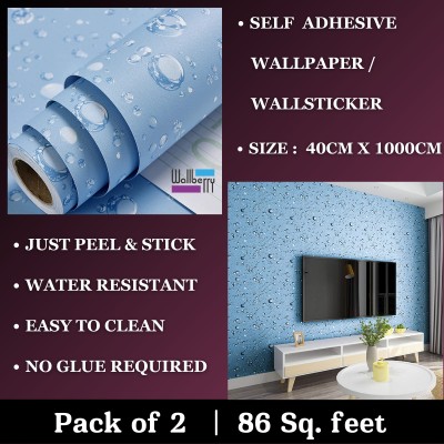 WallBerry Abstract Blue Wallpaper(1000 cm x 40 cm, Pack of 2)