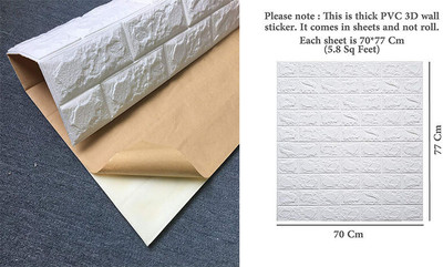 Ingorala Vinyl Decorative White Wallpaper(L x W: 70 cm x 77 cm)