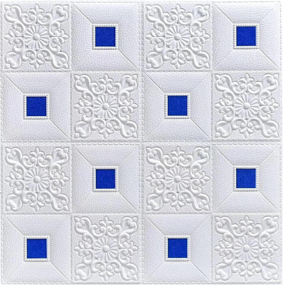 BDM Vinyl Abstract White, Blue Wallpaper(L x W: 70 cm x 77 cm)