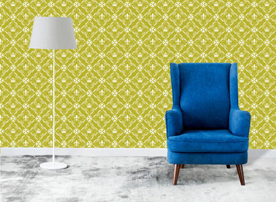 Print Panda Abstract Yellow Wallpaper(325 cm x 40 cm)