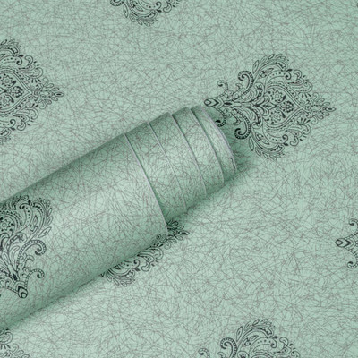 Wallmonks Vinyl Abstract Green Wallpaper(L x W: 1000 cm x 45 cm)