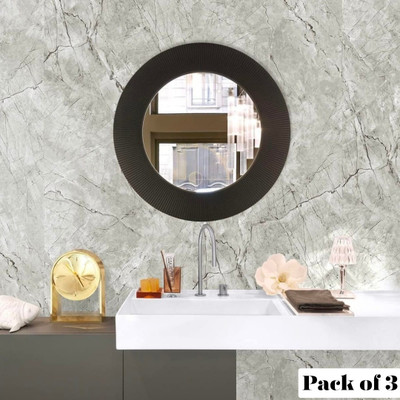 Jk Collections Abstract Grey Wallpaper(200 cm x 60 cm, Pack of 3)
