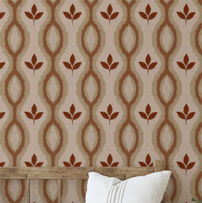 S4Sassy Vinyl Floral & Botanical Brown Wallpaper(L x W: 609 cm x 63 cm)