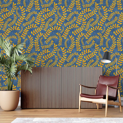 Guru Production Vinyl Abstract Yellow Wallpaper(L x W: 244 cm x 41 cm)