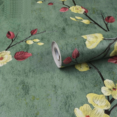 FOKRIM Vinyl Decorative Green Wallpaper(L x W: 300 cm x 45 cm)