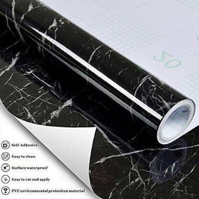 Heen Fab Paper Decorative Black Wallpaper(L x W: 200 cm x 60 cm)