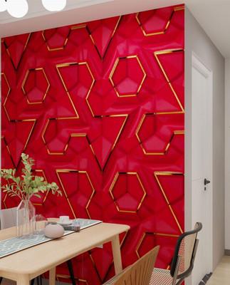 ASSBRI SHOPEE PVC Abstract Red Wallpaper(L x W: 45 cm x 200 cm)