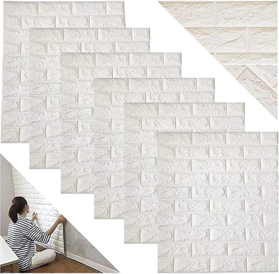 FLETIX Classics White Wallpaper(70 cm x 77 cm, Pack of 6)