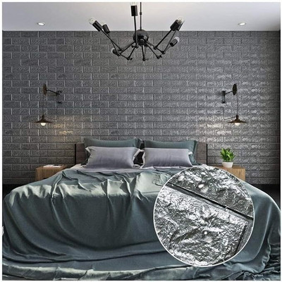 vrahidecor Decorative Grey Wallpaper(77 cm x 70 cm, Pack of 4)