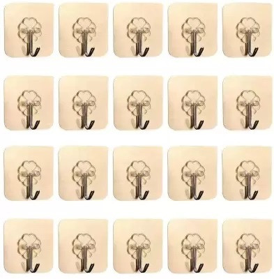 Shreejee Pack of 20 Plastic wall Hook Sticker for Hanging Kitchen/Bathroom accessories Hook 20(Pack of 20)