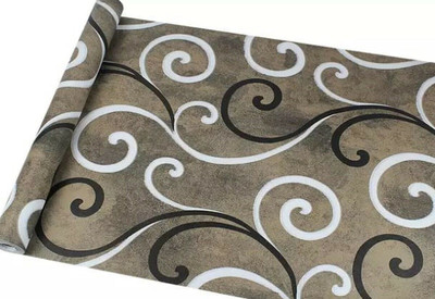 Guru Production Vinyl Abstract Brown Wallpaper(L x W: 200 cm x 40 cm)