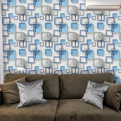 doodad Vinyl Abstract Blue Wallpaper(L x W: 300 cm x 45 cm)