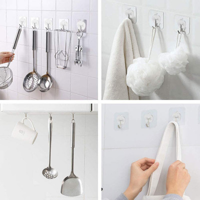 WebDealz 1 Set of 10 Adhesive Kitchen/Bathroom/Cabinet MultiFunction UtilityHook X10.645 Hook 10(Pack of 1)