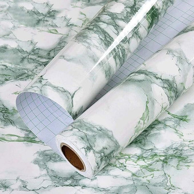 Jiyancreation Vinyl Abstract Green, White Wallpaper(L x W: 60 cm x 200 cm)