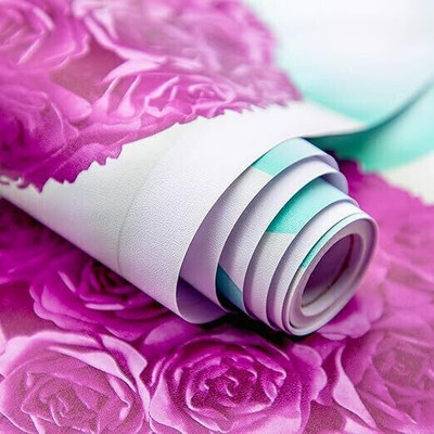 Wolpin PVC Floral & Botanical Pink Wallpaper(L x W: 45 cm x 500 cm)