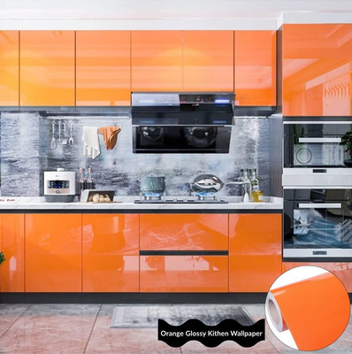 HOME13 Vinyl Decorative Orange Wallpaper(L x W: 30 cm x 254 cm)