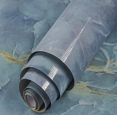 JECOBA Vinyl Decorative Blue Wallpaper(L x W: 60 cm x 200 cm, Pack of 2)