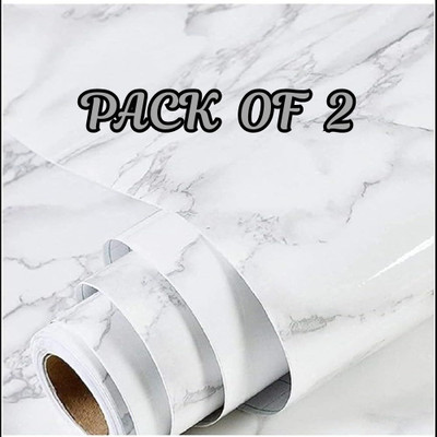 hias Foils Decorative White Wallpaper(L x W: 60 cm x 200 cm, Pack of 2)