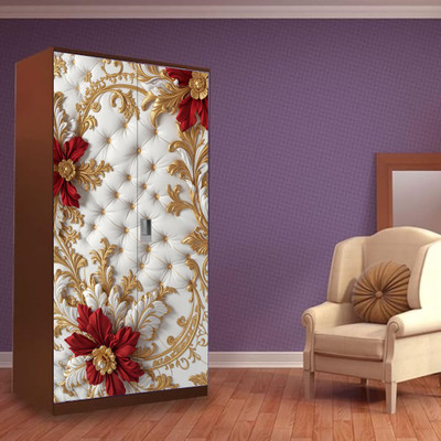 MKP Almira Vinyl Floral & Botanical Red Wallpaper(L x W: 86 cm x 183 cm)
