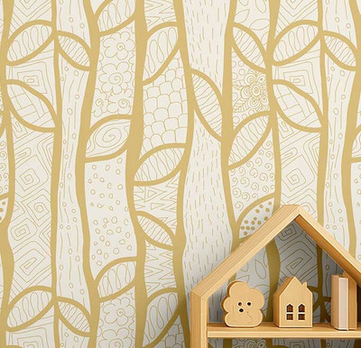 S4Sassy Vinyl Floral & Botanical Beige, Green Wallpaper(L x W: 304 cm x 63 cm)