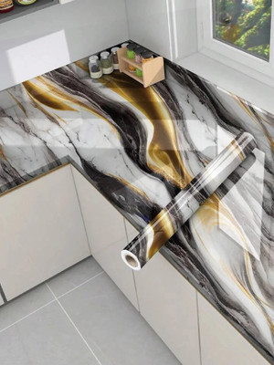 Guru Production Vinyl Decorative Black Wallpaper(L x W: 200 cm x 60 cm)