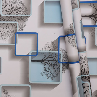 LusticHome Vinyl Abstract Blue Wallpaper(L x W: 300 cm x 45 cm)