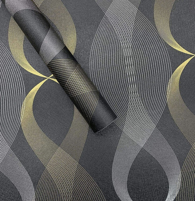 LusticHome Vinyl Decorative Black, Gold Wallpaper(L x W: 500 cm x 45 cm)