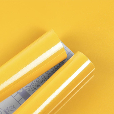 KANAKWALLMATE Vinyl Decorative Yellow Wallpaper(L x W: 60 cm x 304 cm)