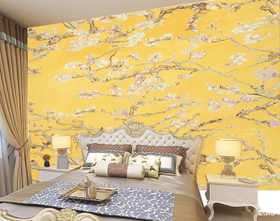 Crative Design Vinyl Abstract Yellow Wallpaper(L x W: 127 cm x 40 cm)