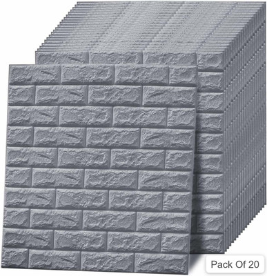 Floppy Embossed Decorative Grey Wallpaper(L x W: 70 cm x 77 cm, Pack of 20)
