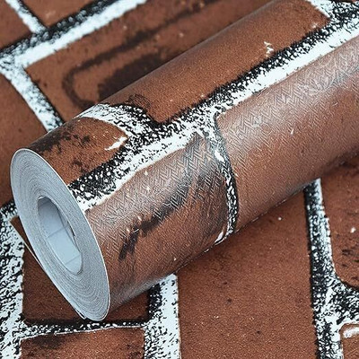 Wolpin PVC Classics Brown, White, Black Wallpaper(L x W: 500 cm x 45 cm)