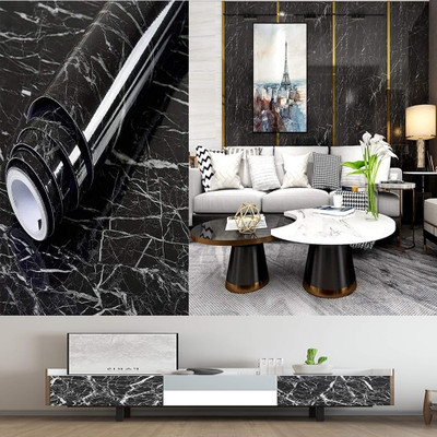 qezza Vinyl Classics Black Wallpaper(L x W: 60 cm x 200 cm)