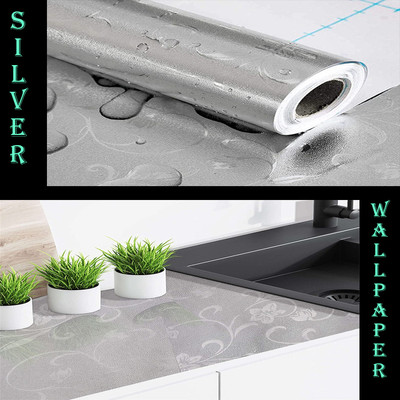 SOJITRA EXPORT Paper Abstract Silver Wallpaper(L x W: 200 cm x 60 cm)