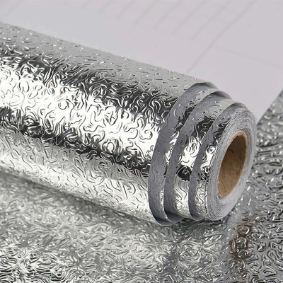 SIOPAWORLD Foils Abstract Silver Wallpaper(L x W: 60 cm x 200 cm)