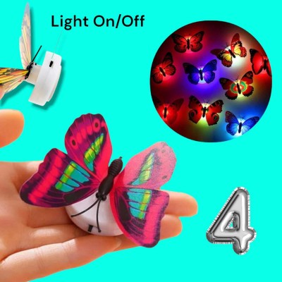 AirSoft 6 cm 4 Light Led Butterfly Wall Stickers Led Night Light Lamp Home Room Wedding Party Self Adhesive Sticker(Pack of 4)