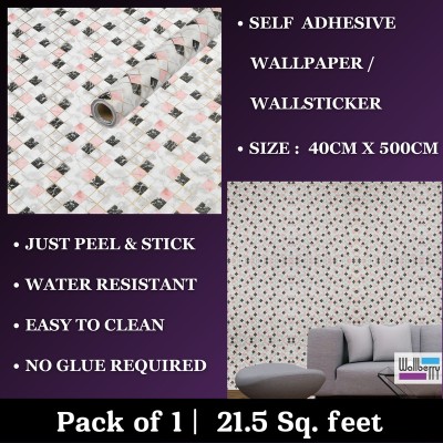 WallBerry Abstract Pink Wallpaper(500 cm x 40 cm)