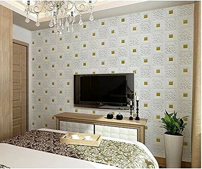 Prixzon Embossed Architecture White Wallpaper(L x W: 70 cm x 70 cm)