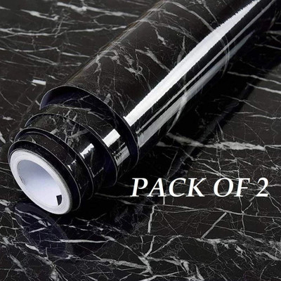 ASKCREW Vinyl Abstract Black Wallpaper(L x W: 200 cm x 60 cm, Pack of 2)
