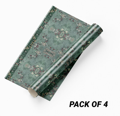 Guru Production Vinyl Decorative Green Wallpaper(L x W: 300 cm x 45 cm, Pack of 4)