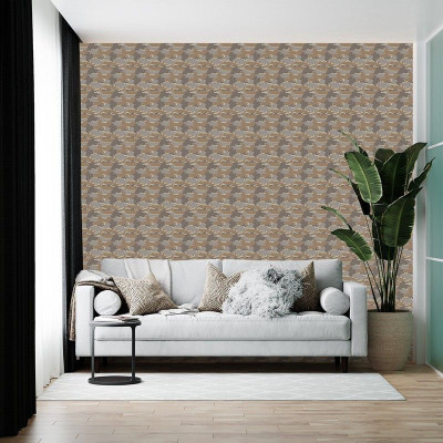 BRITISH TERMINAL Vinyl Abstract Brown Wallpaper(L x W: 200 cm x 45 cm)