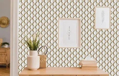 GharKraft Vinyl Decorative Gold, White Wallpaper(L x W: 300 cm x 40 cm)