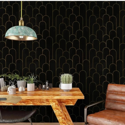 KAAF Vinyl Abstract Black Wallpaper(L x W: 1000 cm x 45 cm)