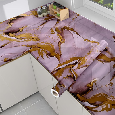 VRTREND Vinyl Nature Pink, Gold Wallpaper(L x W: 60 cm x 200 cm)