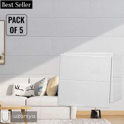 UZANIYA Embossed Abstract Grey Wallpaper(L x W: 70 cm x 77 cm, Pack of 5)