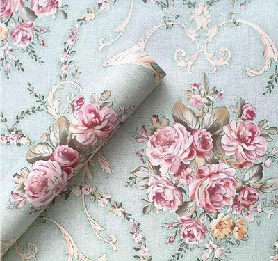 lOMESH Vinyl Floral & Botanical Multicolor Wallpaper(L x W: 24 cm x 5 cm)